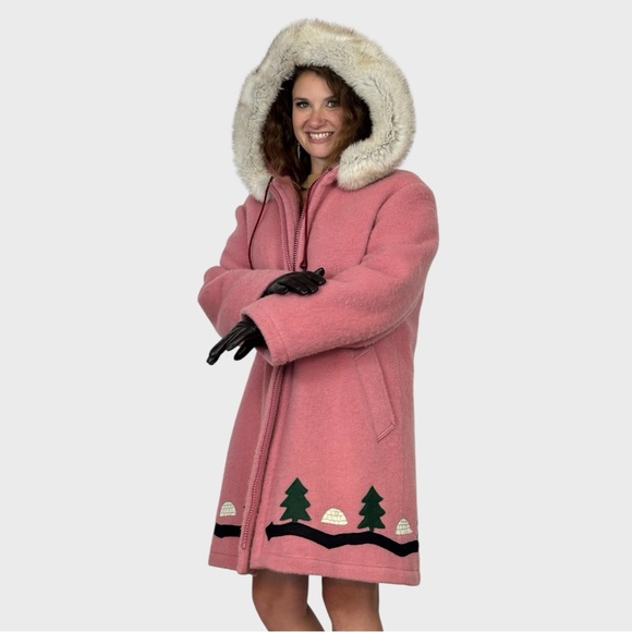 Pink Hooded Inuit Parka with Fur Trim - Picture 2 of 5